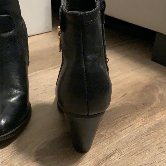 A black with gold zipper detailing booties - Picture 3 of 5